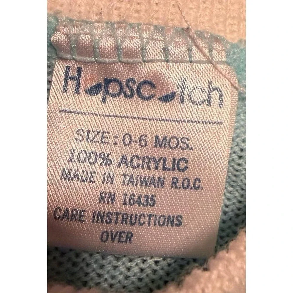 Vintage Hopscotch Baby Girl 0-6M Knit Sweater Pants Set Teddy Bear Blocks